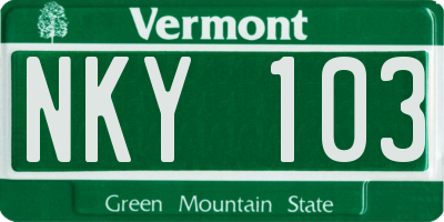 VT license plate NKY103