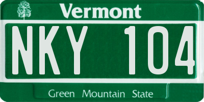VT license plate NKY104