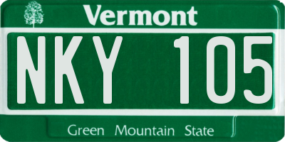 VT license plate NKY105