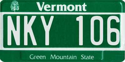 VT license plate NKY106