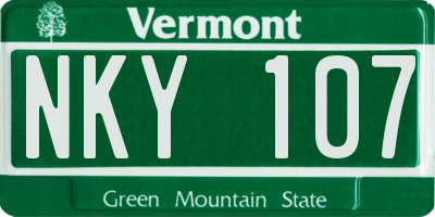 VT license plate NKY107
