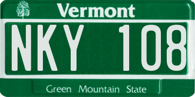 VT license plate NKY108