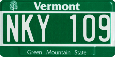 VT license plate NKY109
