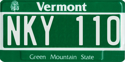 VT license plate NKY110