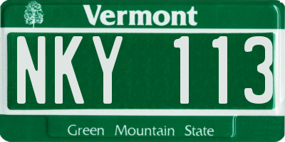 VT license plate NKY113
