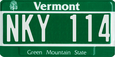 VT license plate NKY114