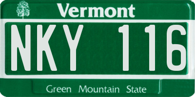 VT license plate NKY116