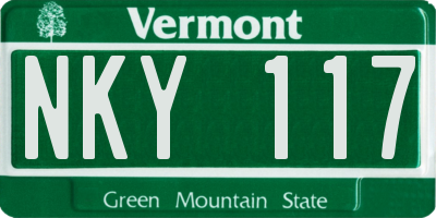 VT license plate NKY117