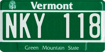 VT license plate NKY118