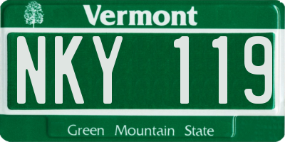 VT license plate NKY119