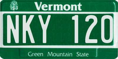 VT license plate NKY120
