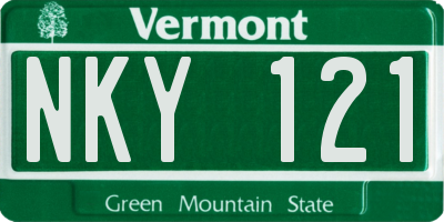 VT license plate NKY121
