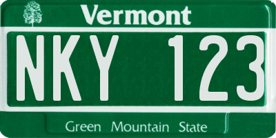 VT license plate NKY123