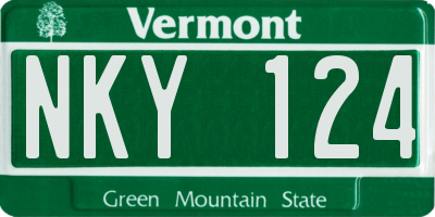 VT license plate NKY124