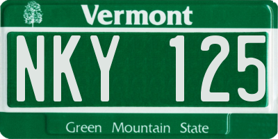 VT license plate NKY125