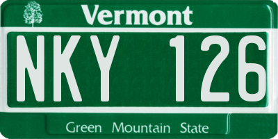 VT license plate NKY126