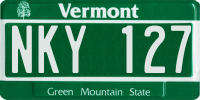 VT license plate NKY127