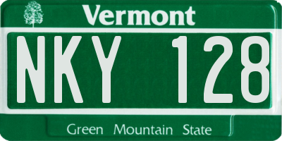 VT license plate NKY128