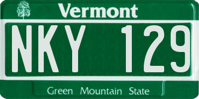 VT license plate NKY129