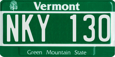 VT license plate NKY130