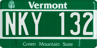 VT license plate NKY132