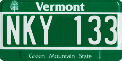VT license plate NKY133
