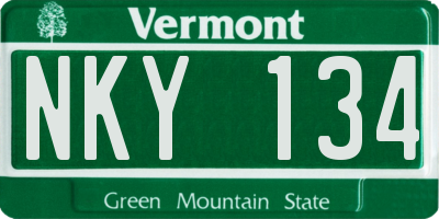 VT license plate NKY134