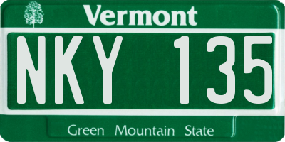 VT license plate NKY135