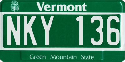 VT license plate NKY136
