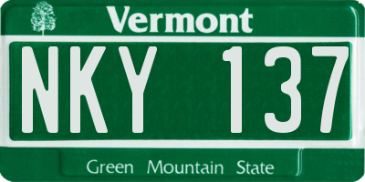 VT license plate NKY137