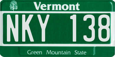 VT license plate NKY138