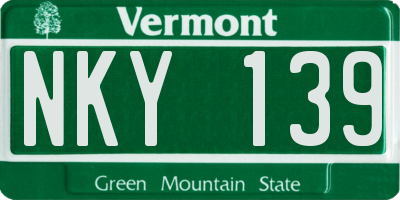 VT license plate NKY139