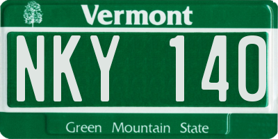 VT license plate NKY140