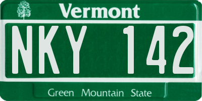 VT license plate NKY142