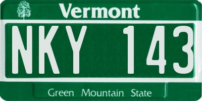 VT license plate NKY143
