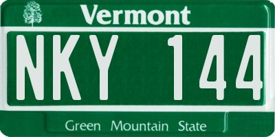 VT license plate NKY144