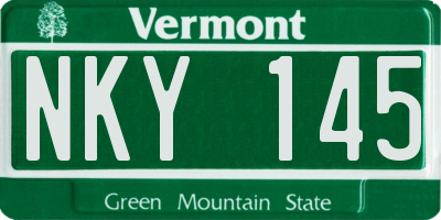 VT license plate NKY145