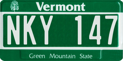 VT license plate NKY147