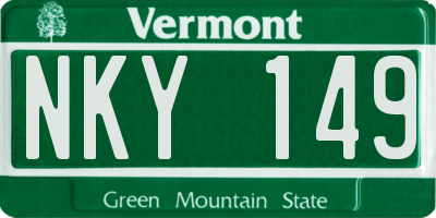 VT license plate NKY149