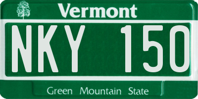 VT license plate NKY150