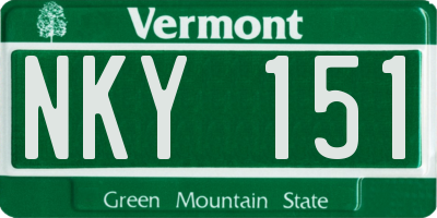 VT license plate NKY151