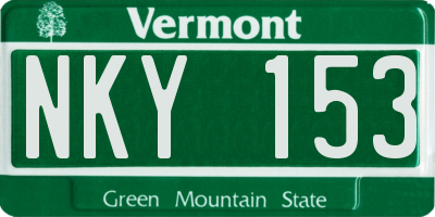 VT license plate NKY153