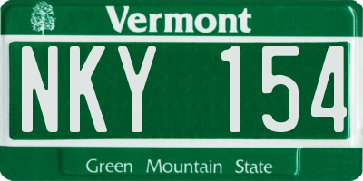 VT license plate NKY154