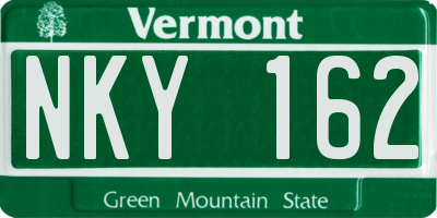 VT license plate NKY162