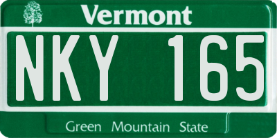 VT license plate NKY165