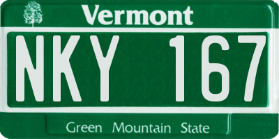 VT license plate NKY167