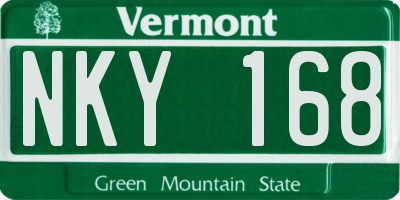 VT license plate NKY168