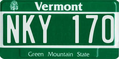 VT license plate NKY170