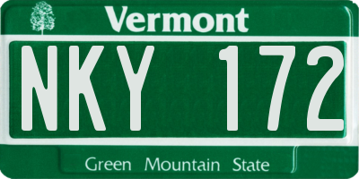 VT license plate NKY172