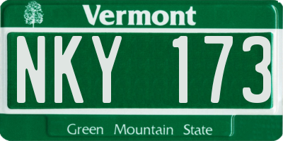 VT license plate NKY173